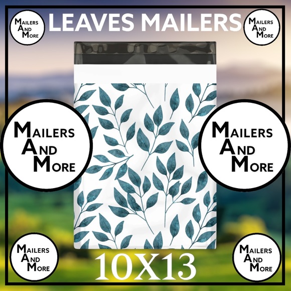 25 10X13 Eucalyptus Leaves Poly Mailers Flat Shipping Envelopes - Picture 3 of 4